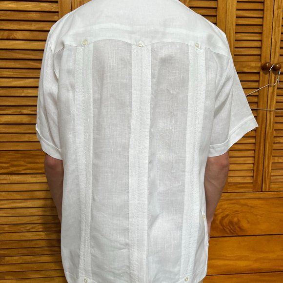 gorgeous, pristine 100% linen guayabera shirt from Mérida, Mexico - sz XL - Picture 2 of 12